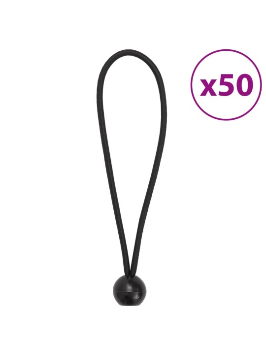 Bungee virvelės su kamuoliukais, 50vnt., 21x0,5cm