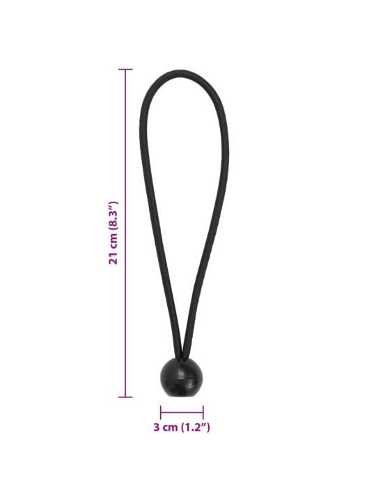Bungee virvelės su kamuoliukais, 50vnt., 21x0,5cm