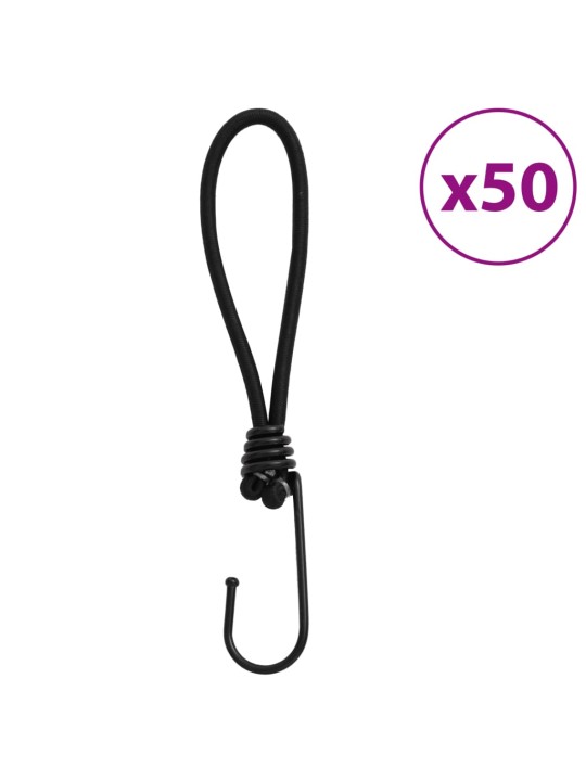 Bungee virvelės su kabliukais, 50vnt., 17cm