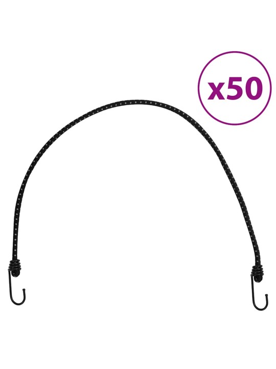 Bungee virvelės su juostelėmis ir kabliukais, 50vnt., 88cm