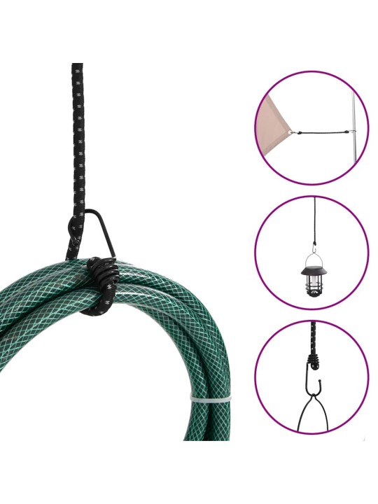 Bungee virvelės su juostelėmis ir kabliukais, 50vnt., 100cm