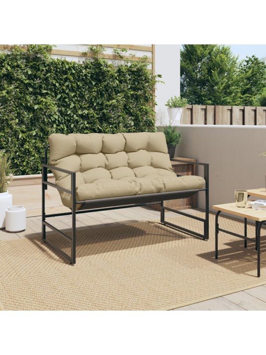 Sodo suoliukas su pagalvėle, taupe spalvos, 113cm, plienas