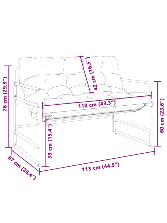 Sodo suoliukas su pagalvėle, taupe spalvos, 113cm, plienas