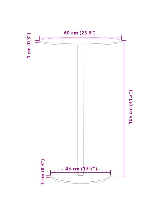 Sodo stalas, juodos spalvos, skersmuo 60x105cm, plienas