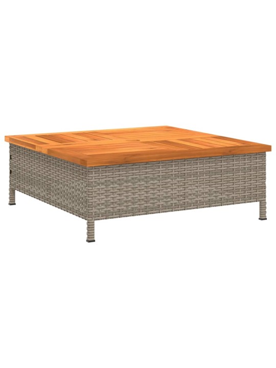 Sodo stalas, pilkas, 70x70x25cm, ratanas ir akacijos mediena