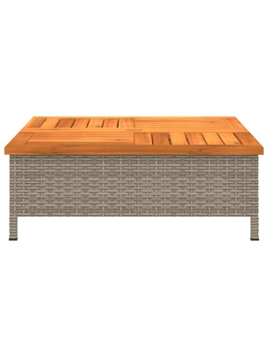Sodo stalas, pilkas, 70x70x25cm, ratanas ir akacijos mediena