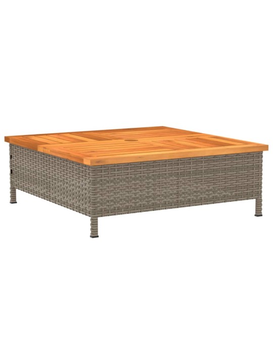 Sodo stalas, pilkas, 70x70x25cm, ratanas ir akacijos mediena