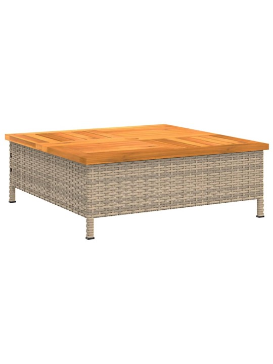 Sodo stalas, smėlio, 70x70x25cm, ratanas ir akacijos mediena