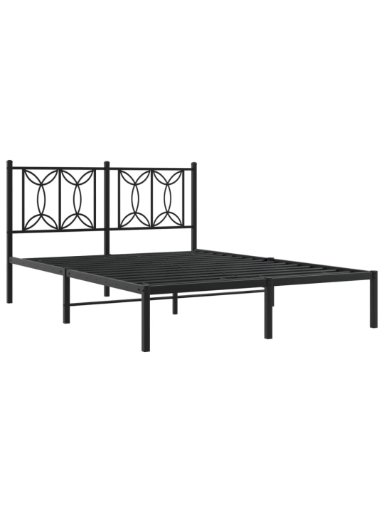Metalinis lovos rėmas su galvūgaliu, juodos spalvos, 135x190cm