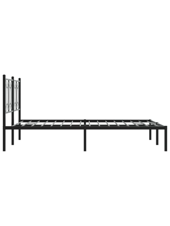 Metalinis lovos rėmas su galvūgaliu, juodos spalvos, 135x190cm
