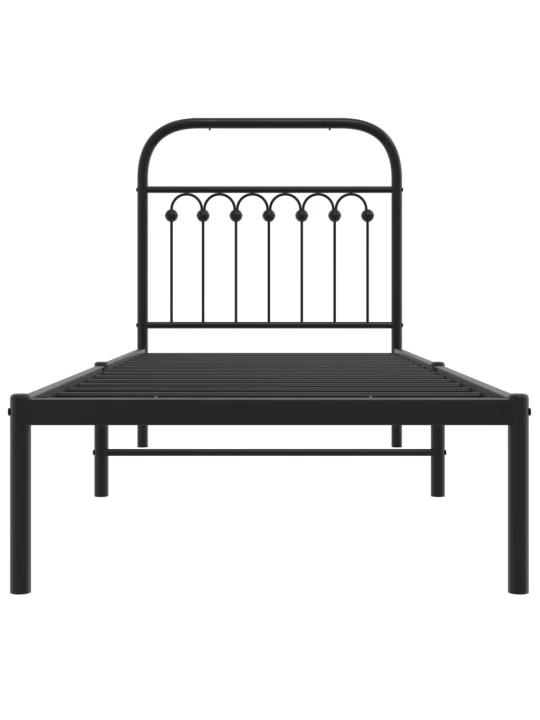 Metalinis lovos rėmas su galvūgaliu, juodos spalvos, 75x190cm