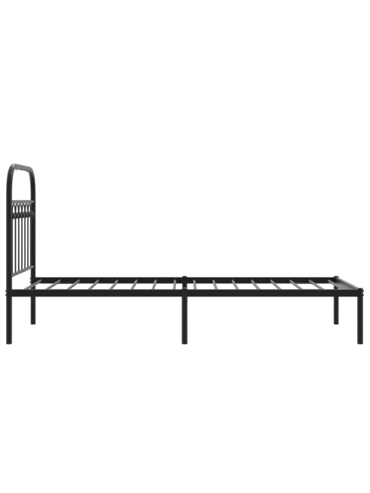 Metalinis lovos rėmas su galvūgaliu, juodos spalvos, 75x190cm