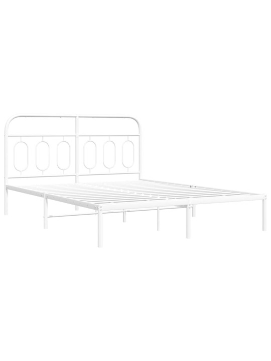 Metalinis lovos rėmas su galvūgaliu, baltos spalvos, 135x190cm