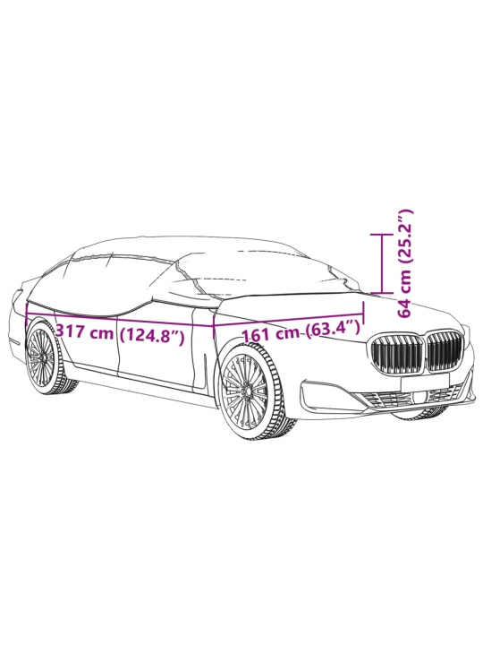Pusės automobilio uždangalas su kabliukais, sidabrinis, XL