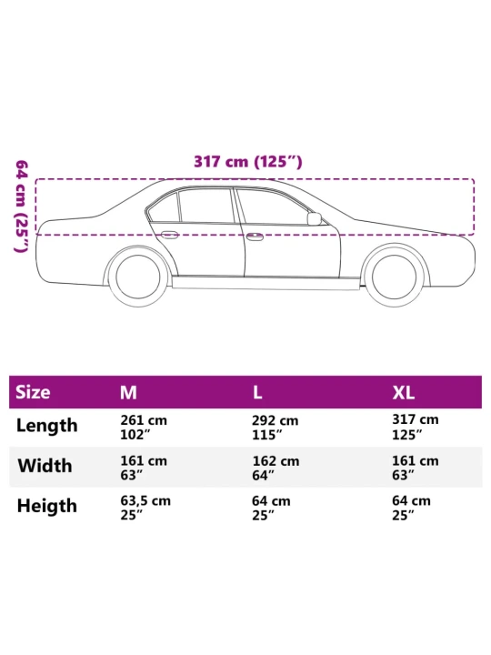 Pusės automobilio uždangalas su kabliukais, sidabrinis, XL