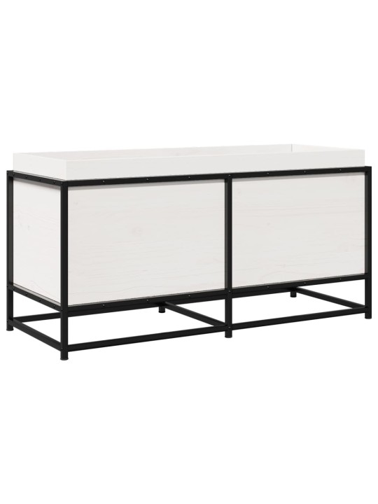 Sodo lovelis, baltas, 100x40x50cm, pušies medienos masyvas
