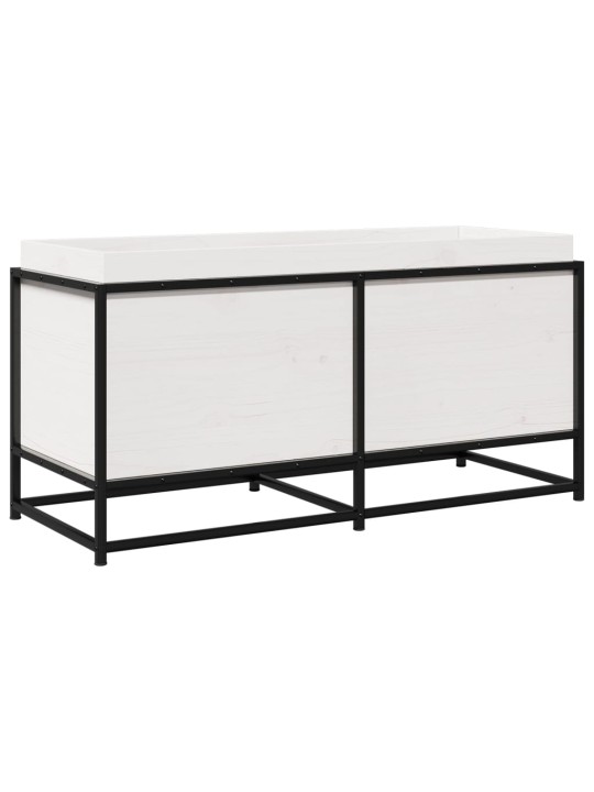 Sodo lovelis, baltas, 100x40x50cm, pušies medienos masyvas