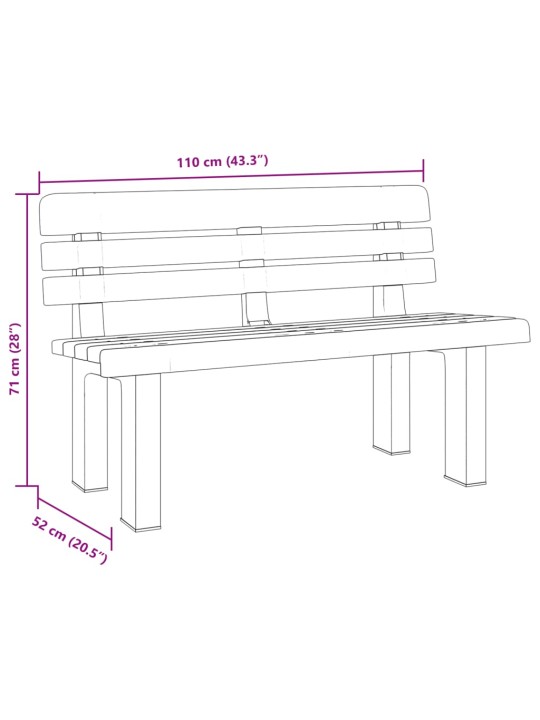 Sodo suoliukas, baltos spalvos, 110x52x71cm, polipropilenas