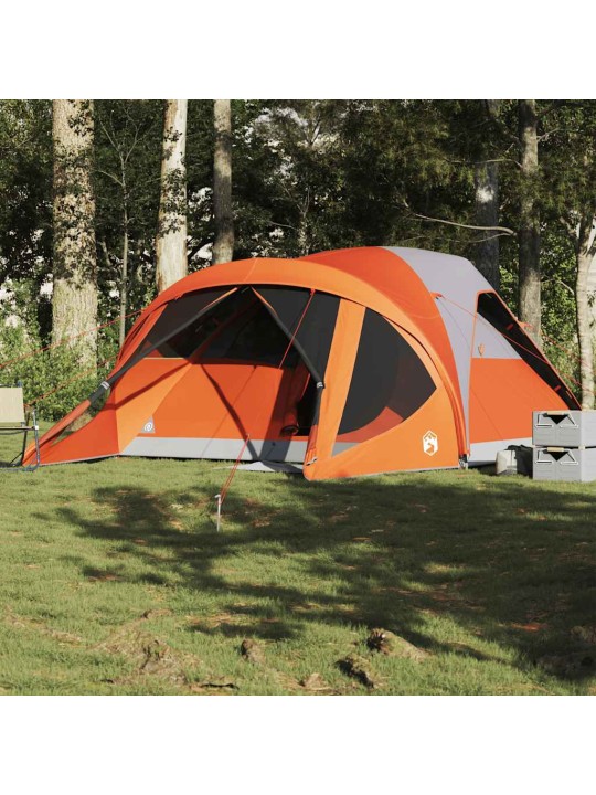 Šeimos palapinė, pilka ir oranžinė, šešiavietė, tunelinė