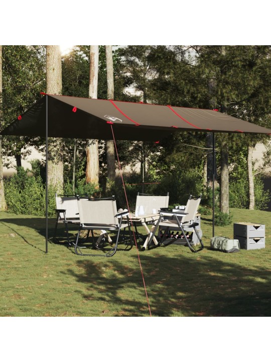 Stovyklavimo tentas, rudas, 451x420cm, atsparus vandeniui