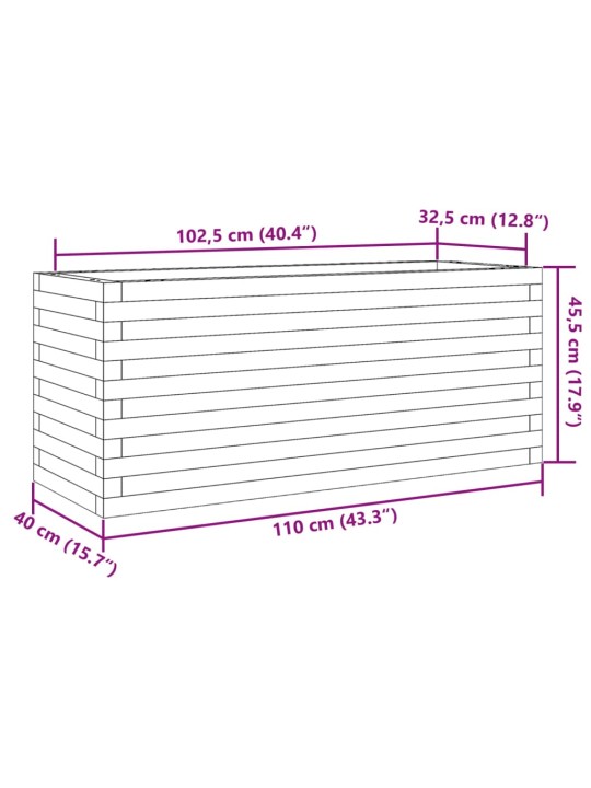 Sodo lovelis, baltas, 110x40x45,5cm, pušies medienos masyvas