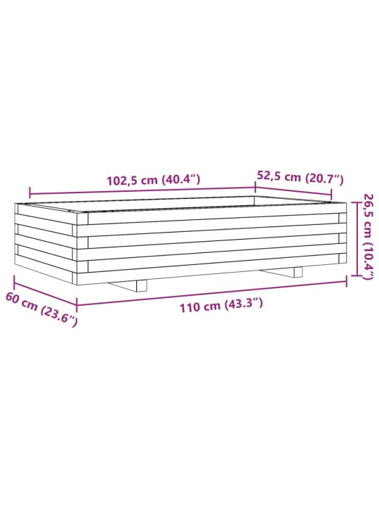 Sodo lovelis, 110x60x26,5cm, impregnuota pušies mediena