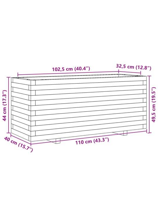 Sodo lovelis, baltas, 110x40x49,5cm, pušies medienos masyvas