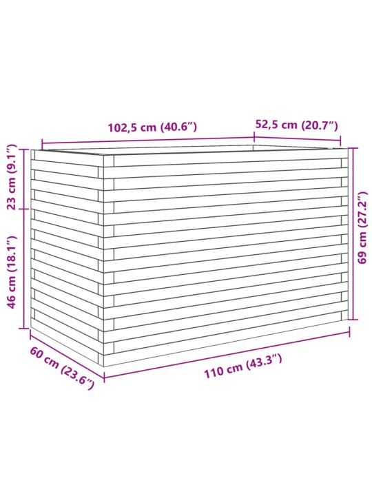 Sodo lovelis, baltas, 110x60x68,5cm, pušies medienos masyvas