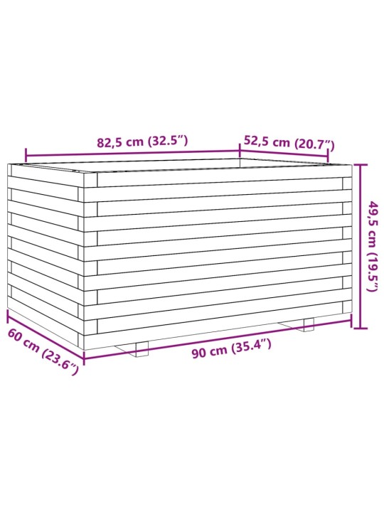 Sodo lovelis, baltas, 90x60x49,5cm, pušies medienos masyvas