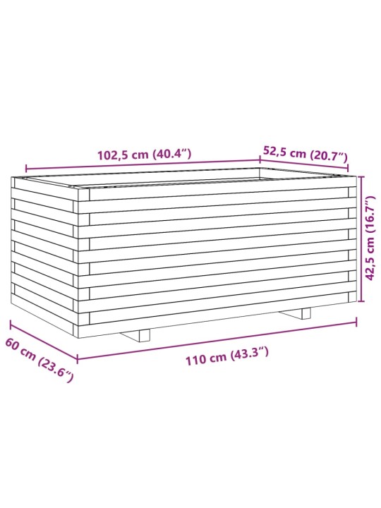 Sodo lovelis, 110x60x49,5cm, impregnuota pušies mediena