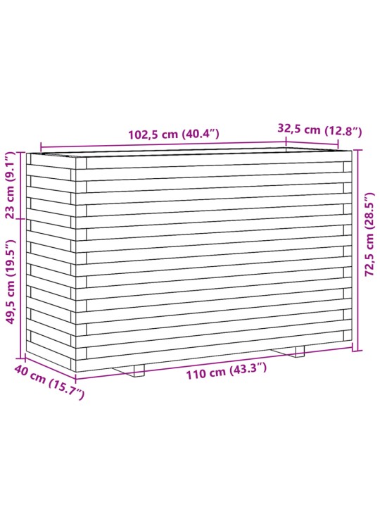 Sodo lovelis, 110x40x72,5cm, impregnuota pušies mediena