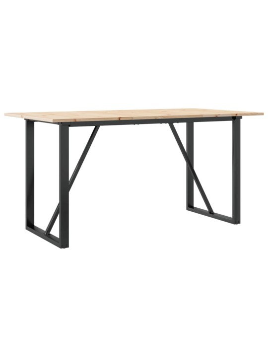 Valgomojo stalas, 140x80x75cm, pušis ir ketus, O formos rėmas