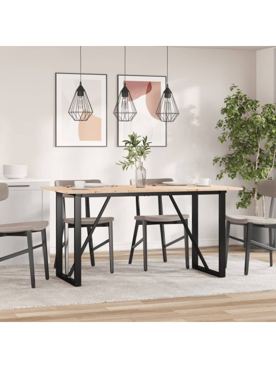Valgomojo stalas, 140x80x75cm, pušis ir ketus, O formos rėmas
