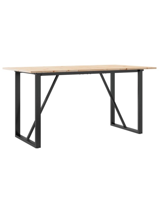 Valgomojo stalas, 140x80x75cm, pušis ir ketus, O formos rėmas
