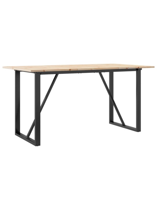 Valgomojo stalas, 160x80x75cm, pušis ir ketus, O formos rėmas