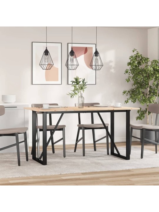 Valgomojo stalas, 160x80x75cm, pušis ir ketus, O formos rėmas