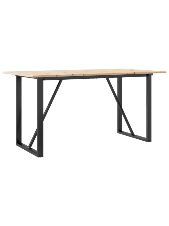 Valgomojo stalas, 160x80x75cm, pušis ir ketus, O formos rėmas