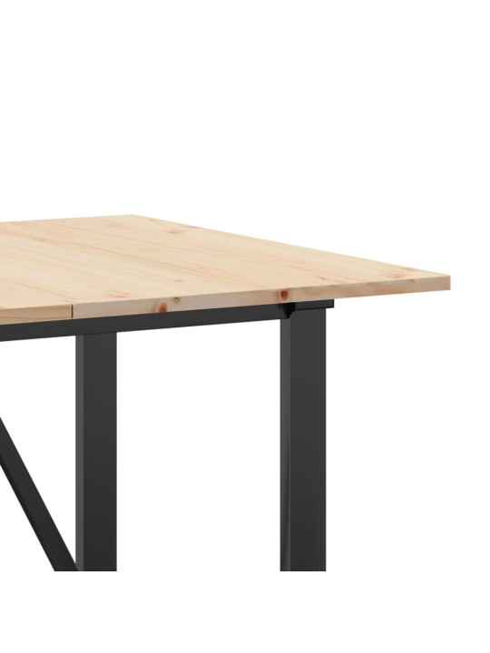 Valgomojo stalas, 160x80x75cm, pušis ir ketus, O formos rėmas