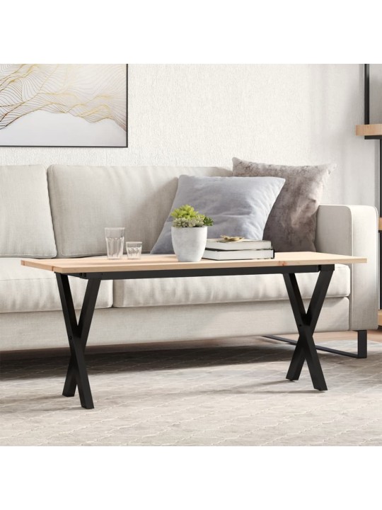 Kavos staliukas, 110x40x45cm, pušis ir ketus, X formos rėmas
