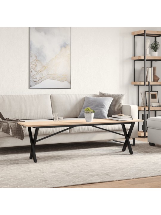Kavos staliukas, 160x40x45cm, pušis ir ketus, X formos rėmas