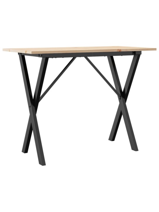 Valgomojo stalas, 100x50x75cm, pušis ir ketus, X formos rėmas