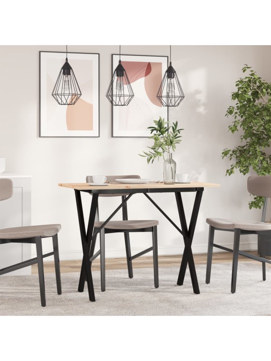 Valgomojo stalas, 100x50x75cm, pušis ir ketus, X formos rėmas