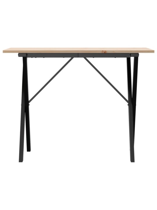 Valgomojo stalas, 100x50x75cm, pušis ir ketus, X formos rėmas