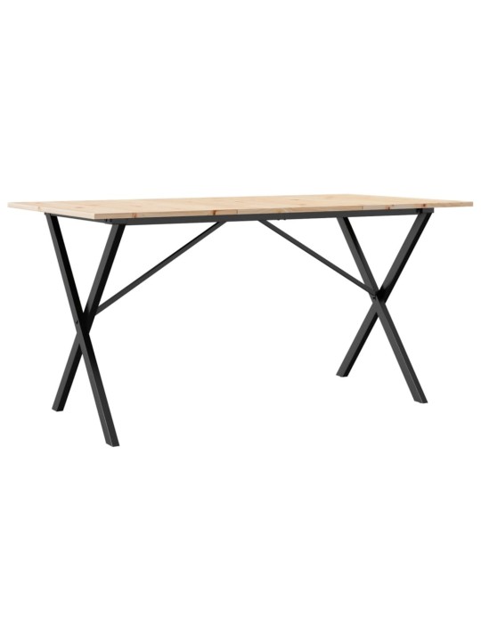 Valgomojo stalas, 140x80x75cm, pušis ir ketus, X formos rėmas