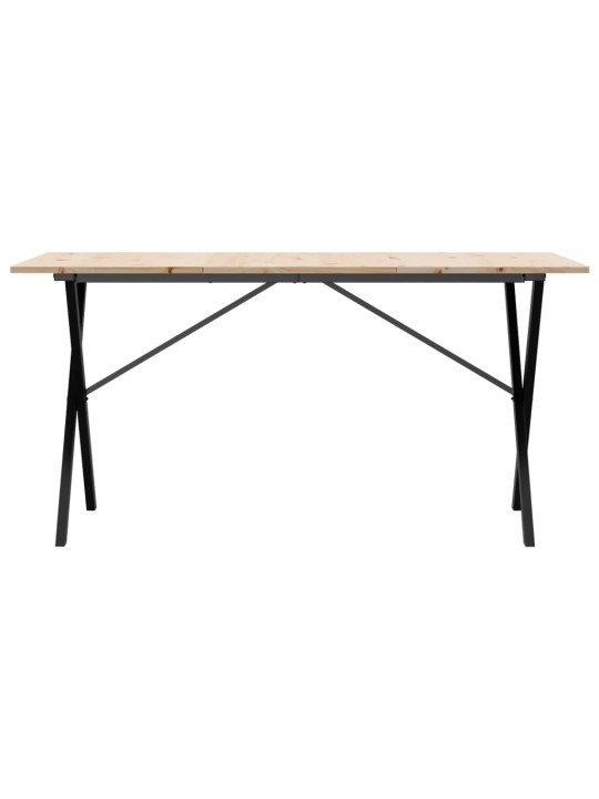 Valgomojo stalas, 140x80x75cm, pušis ir ketus, X formos rėmas
