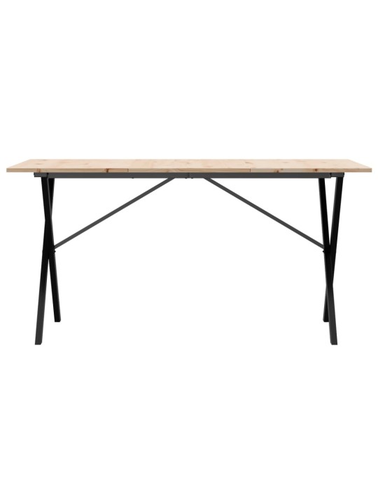 Valgomojo stalas, 160x80x75cm, pušis ir ketus, X formos rėmas