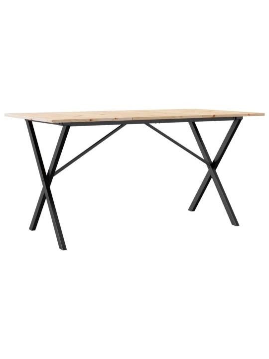 Valgomojo stalas, 160x80x75cm, pušis ir ketus, X formos rėmas
