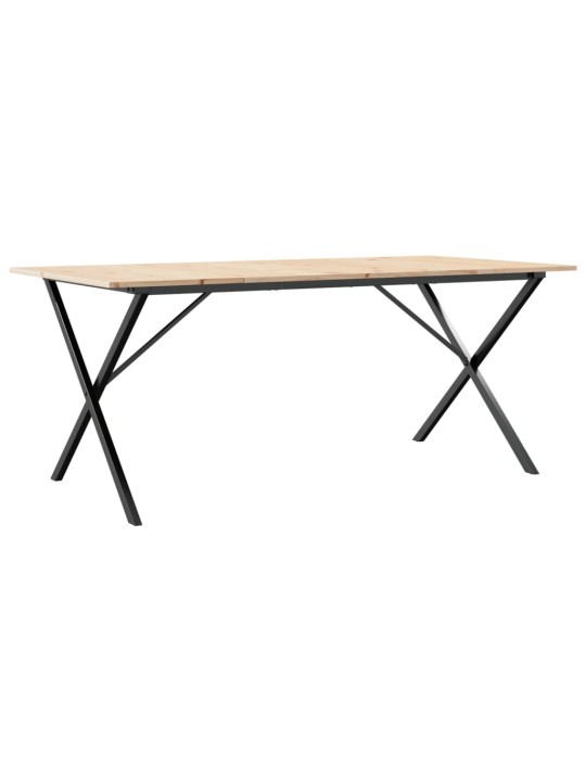 Valgomojo stalas, 180x90x75cm, pušis ir ketus, X formos rėmas