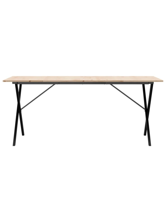 Valgomojo stalas, 180x90x75cm, pušis ir ketus, X formos rėmas