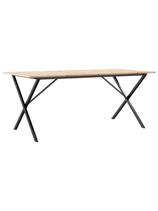 Valgomojo stalas, 180x90x75cm, pušis ir ketus, X formos rėmas